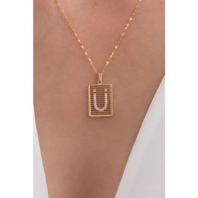 Bayar Gold 14 Ayar Taşlı Telli Ü Harf Altın Kolye