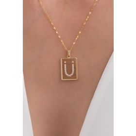Bayar Gold 14 Ayar Taşlı Telli Ü Harf Altın Kolye