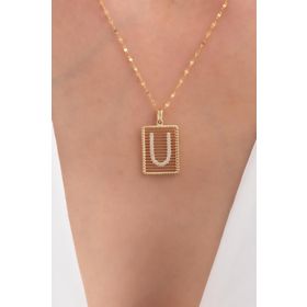 Bayar Gold 14 Ayar Taşlı Telli Ü Harf Altın Kolye