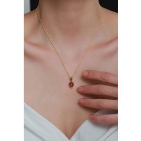Bayar Gold Akik Kafesli Halat Burgu Kadın Kolye