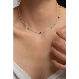 Bayar Gold KLYDRKLMVGZ 14 Ayar Dorikalı Mavi Göz Kadın Altın Kolye