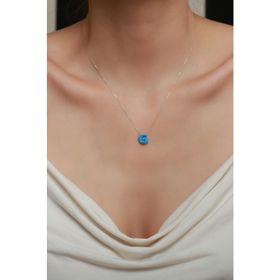 Bayar Gold KLYMVOPLTSLGHRF 14 Ayar Mavi Opal Taşlı G Harf Zincir Altın Kolye