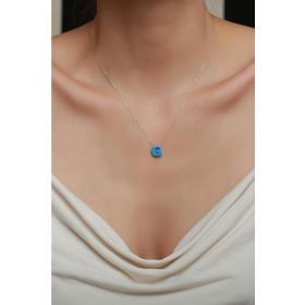 Bayar Gold KLYMVOPLTSLGHRF 14 Ayar Mavi Opal Taşlı G Harf Zincir Altın Kolye