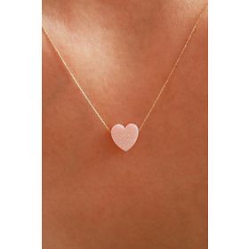 Bayar Gold KLYPMBOPLTSLKLP 14 Ayar Pembe Opal Taşlı Kalp Altın Kolye