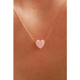 Bayar Gold KLYPMBOPLTSLKLP 14 Ayar Pembe Opal Taşlı Kalp Altın Kolye