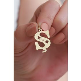 Bayar Gold KLYUCCNRYPRGS1 14 Ayar Altın Çınar Yaprağı Ş Harf Kolye Ucu