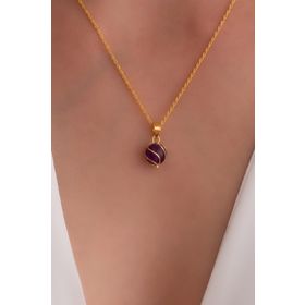 Bayar Gold UCKFSMOR 14 Ayar Altın Mor Boncuklu Kafesli Kolye Ucu