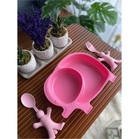 Bayev Kız Çocukları İçin 3 Prç. Fil Pembe Mama Seti