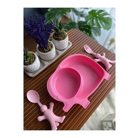 Bayev Kız Çocukları İçin 3 Prç. Fil Pembe Mama Seti