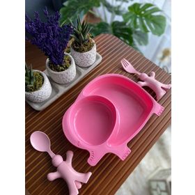 Bayev Kız Çocukları İçin 3 Prç. Fil Pembe Mama Seti
