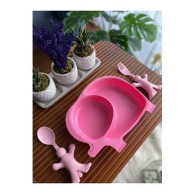 Bayev Kız Çocukları İçin 3 Prç. Fil Pembe Mama Seti
