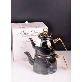 Bayev Siyah Desenli Elite Class Emaye Çaydanlık