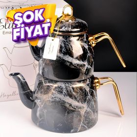 Bayev Siyah Desenli Elite Class Emaye Çaydanlık