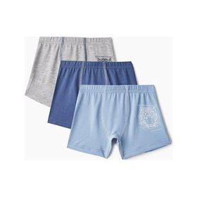 Baykar 3106 Kaplan Baskılı 3'lü Paket Mavi Erkek Çocuk Boxer