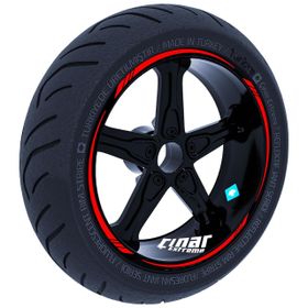 Bayrak Kırmızı 4 Parçalı Keskin Jant Şeridi Sticker Çınar Extreme