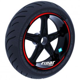 Bayrak Kırmızı 4 Parçalı Keskin Jant Şeridi Sticker Çınar Extreme