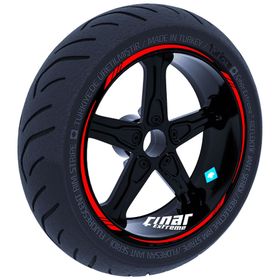 Bayrak Kırmızı 4 Parçalı Keskin Jant Şeridi Sticker Çınar Extreme