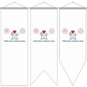 Bayrak Online 100x400 cm Temiz Okul Sağlıklı Okul Kırlangıç Bayrağı