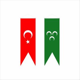 BAYRAKAL 50x150 cm Osmanlı Yeşil 3 Hilal ve Türk Saten Kırlangıç Bayrağı