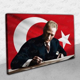 Bayraklı Atatürk Portresi Kanvas Tablo