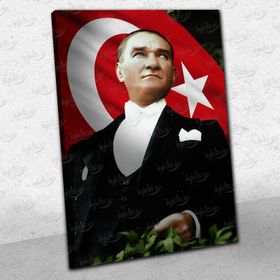 Bayraklı Atatürk Portresi Kanvas Tablo