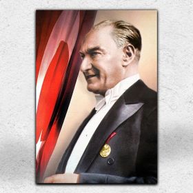Bayraklı Atatürk Portresi Kanvas Tablo
