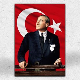 Bayraklı Atatürk Portresi Kanvas Tablo