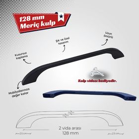 Bayraktar Meriç 128 mm Vida Aralığı Siyah Renk Mobilya Kulp