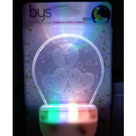 Baysal 1076MN.0010 Baysal RGB Üç Boyutlu Kalpli Gece Lambası