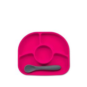 Bblüv Yümi Pembe Silikon Mama Tabağı ve Kaşık Set