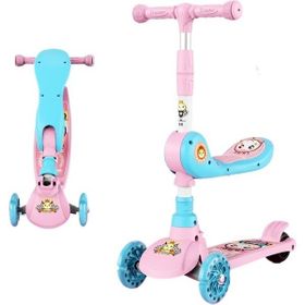 B&D Açık Pembe Katlanabilir Oturmalı Denge Çocuk Scooter