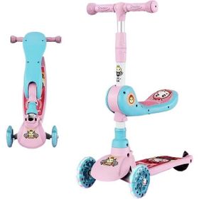 B&D Açık Pembe Katlanabilir Oturmalı Denge Çocuk Scooter