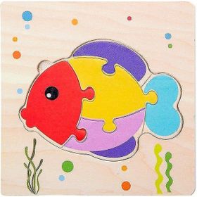 BDZ Mall BALIK-WT422C Çocuklar 3D Puzzle Montessori Oyuncak Erken Eğitim Karikatür Hayvan Öğrenme Ahşap Yapboz