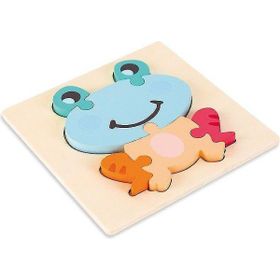 BDZ Mall Kurbağa 3D Ahşap Bebek Montessori Oyuncaklar Toddlers Çocuk Erken Eğitici Karikatür Hayvan Puzzle