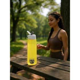 Bear Deer 750 ml MT0005 Tritan Oynar Tutacaklı Pastel Sarı Şeffaf Plastik Matara