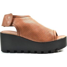 Beatrice 1160 Hakiki Deri Taba Dolgu Platform Topuklu Kadın Sandalet