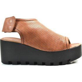 Beatrice 1160 Hakiki Deri Taba Dolgu Platform Topuklu Kadın Sandalet