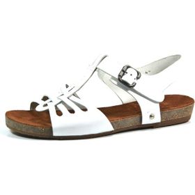 Beatrice 305 Deri Beyaz Kahverengi Kadın Bodrum Sandalet