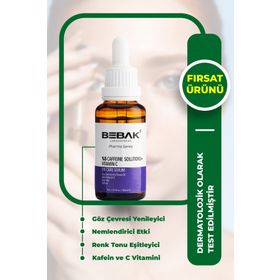 Bebak Pharma Kafein İçeren %5 Caffeine Solutions + Vitamin C 30 ml Göz Çevresi Bakım Serumu