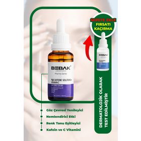 Bebak Pharma Kafein İçeren %5 Caffeine Solutions + Vitamin C 30 ml Göz Çevresi Bakım Serumu