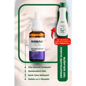 Bebak Pharma Kafein İçeren %5 Caffeine Solutions + Vitamin C 30 ml Göz Çevresi Bakım Serumu