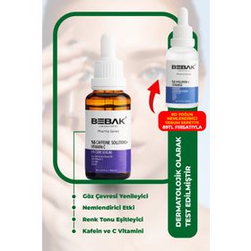 Bebak Pharma Kafein İçeren %5 Caffeine Solutions + Vitamin C 30 ml Göz Çevresi Bakım Serumu