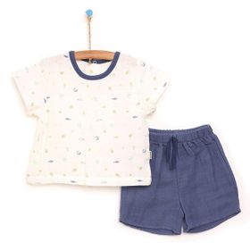 Bebbek Baby Shark Erkek Bebek Beyaz Tshirt Şort Takım