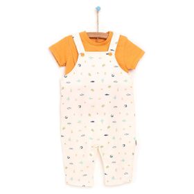 Bebbek Baby Shark Salopet Erkek Bebek Beyaz Tshirt Takım