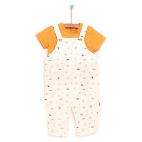Bebbek Baby Shark Salopet Erkek Bebek Beyaz Tshirt Takım