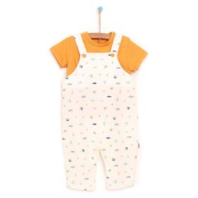 Bebbek Baby Shark Salopet Erkek Bebek Beyaz Tshirt Takım