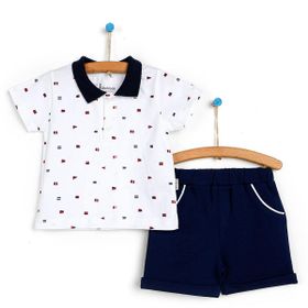 Bebbek Little Marine Beyaz Tshirt Şort Erkek Bebek Giysi Takımı