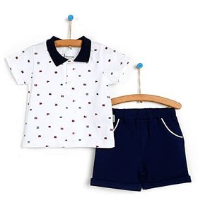 Bebbek Little Marine Beyaz Tshirt Şort Erkek Bebek Giysi Takımı