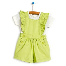 Bebbek Summer Princess Açık Yeşil Şort Salopet T-shirt Kız Bebek Takım