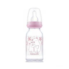 Bebedor 125 ml Pembe Isıya Dirençli Cam Biberon